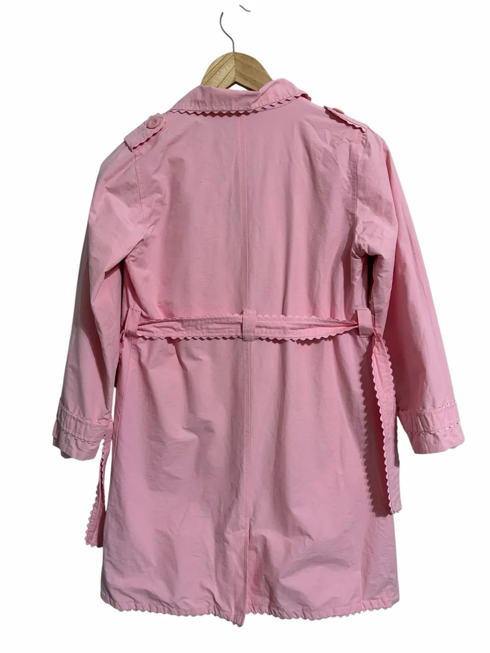 The Children’s Place Girl Pink Trench Coat Jacket Scalloped Trim Button SZ 10/12